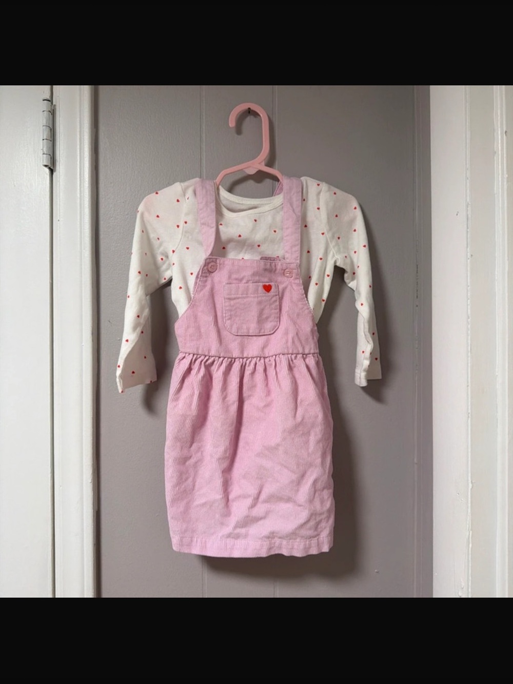 Pink Corduroy Dress with Heart Detail - Kids